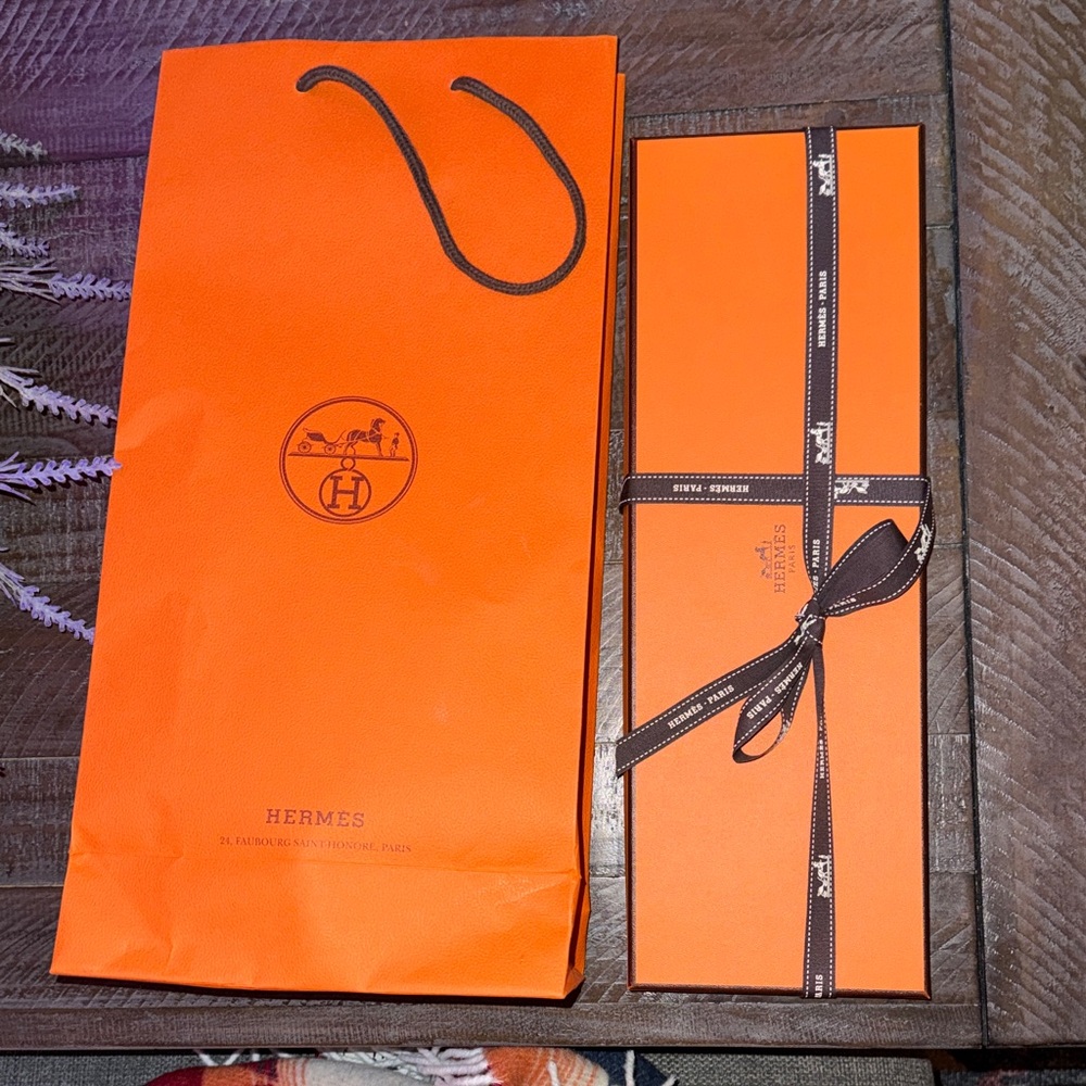 Authentic Hermes Classic Orange Gift Bag with box